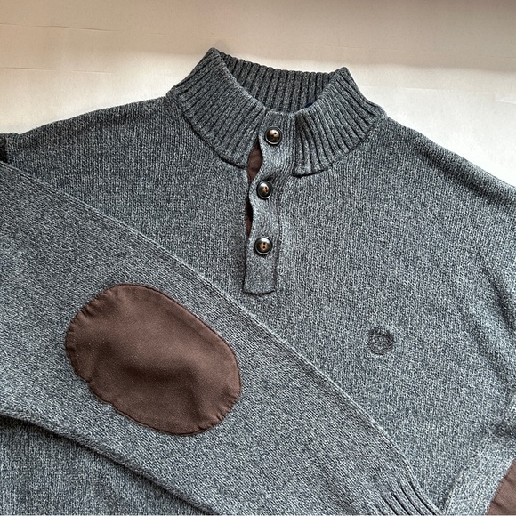Chaps Men's Gray Sweater with Brown elbow patches Size XLarge - Picture 1 of 8